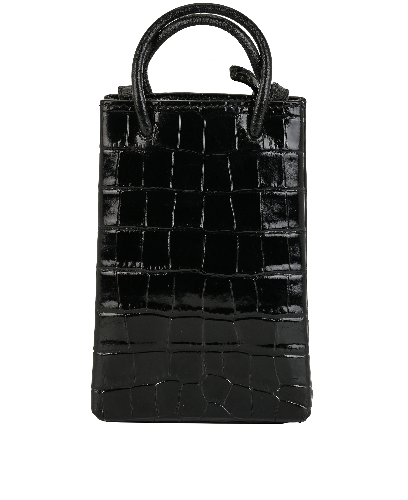 Mini Shopping Tote, &pound;250, Handbags, Black, Leather, Back view